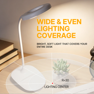 Lampe de bureau LED moderne personnalisable et rechargeable avec protection oculaire, lumière de lecture flexible à 360° et gradation progressive pour étudiant - Product Image 4