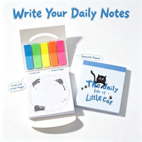 Bloc-notes autocollants mignons, bloc-notes adhésifs, ensemble complet de papeterie, notes adhésives personnalisées avec bloc-notes standard et bloc-notes pour lecteurs