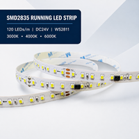 Bande LED adressable SMD2835 120 LED/m DC24V WS2811 à effet de poursuite, lumière blanche haute CRI 3000K 4000K 6000K programmable