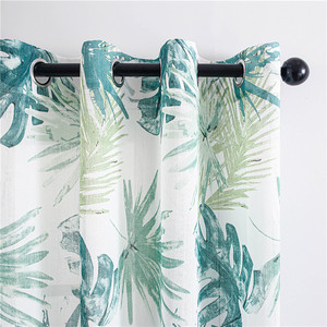 Usine Fournir Directement Plantes Tropicales <span class=keywords><strong>Vert</strong></span> Polyester <span class=keywords><strong>Lin</strong></span> Numérique Imprimé Rideau De Fenêtre - Product Image 2
