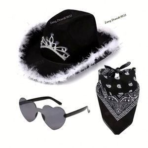 Nouveaux ensembles de chapeaux de cowgirl à paillettes tendance avec lunettes carrées pour les événements en plein air - Product Image 2