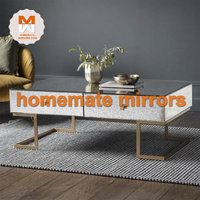 Vente à chaud table basse miroir vieilli de luxe avec pied en métal