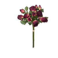 12 hoofden vintage faux rozenboeket, zijden kunstbloemen met verbrande rand voor thuis, eettafeldecoratie, bruiloftsfotografie rekwisieten