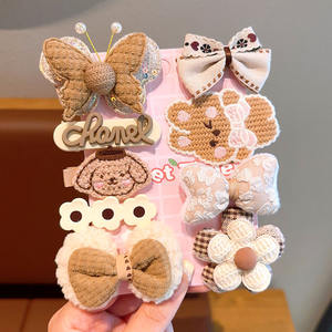 Coréen automne hiver enfants côté frange BB peluche accessoires pour filles grand doux ours tissu pinces à cheveux - Product Image 6