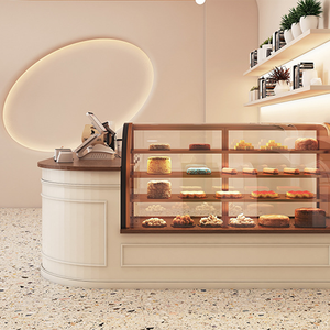 Comptoir de Caisse Personnalisé pour Boulangerie Café, Vitrine d'Exposition pour Gâteaux, Kiosque à Desserts, Comptoir d'Accueil, Mobilier de Magasin, Bar à Café - Product Image 1