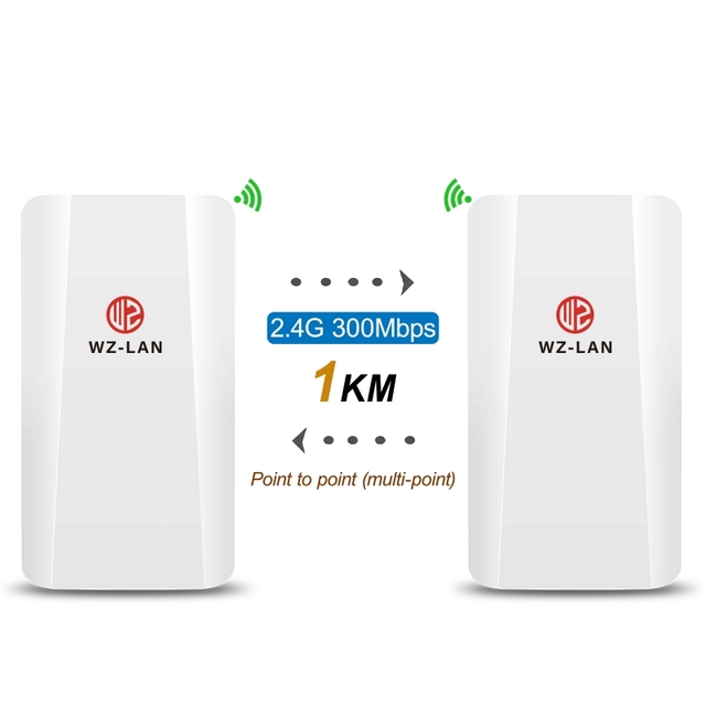 WZ-LAN 1km Wireless Access Point to Point Wifi Bridge PTP PTMP 2.4G 300Mbps Outdoor Long Distance