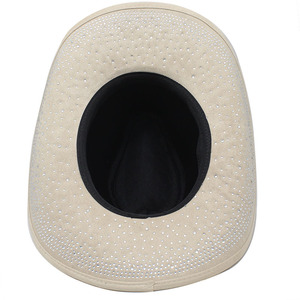 หมวกคาวบอยคริสตัลวิบวับสำหรับฤดูหนาว  หมวกสักหลาดขนสัตว์  หมวกเดนิมประดับคริสตัล  หมวกปีกกว้างทรงเฟโดร่า  สำหรับผู้ชายและผู้หญิง - Product Image 6