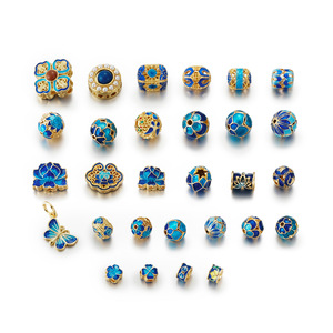 Cloisonne Enamel Flower Beads Copper DIY Jewelry Accessories 8mm Blue Gold Plated Handmade Beads For Bracelets Necklaces - Product Image 3