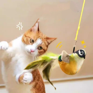 Jouet interactif pour chat avec plumes, jouet suspendu en peluche en forme d'oiseau, jouet d'exercice pour animaux de compagnie, dessin animé, pour chats d'intérieur - Product Image 6