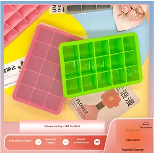 Para <span class=keywords><strong>Amazon</strong></span> 15 rejillas bandeja de hielo de silicona molde cuadrado hogar refrigerador caja de hielo casera tapa venta al por mayor herramientas de helado - Product Image 2