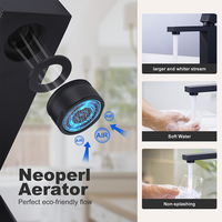 Robinet Mitigeur Carré Moderne Noir Mat en Acier Inoxydable et Céramique à Poignée Unique pour Lavabo, Eau Chaude et Froide, Montage sur Plateau, pour Salle de Bain d'Hôtel