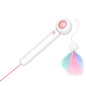 Jouet interactif écologique pour animaux de compagnie – Bâton à plumes et pompon extensible coloré et moderne pour chatons - Product Image 1
