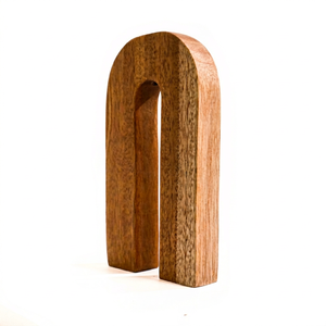 Vase en bois de teck durable en forme de U, porte-fleurs en bois, pot décoratif moderne pour table, pour la maison, cadeaux décoratifs faits à la main - Product Image 1