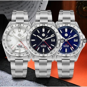 San Martin 39mm Natural Gemstone Dial Men Watch Mechanical NH34 <b>Automatic</b> GMT <b>Wristwatch</b> Luxury Sapphire BGW-X1 Swim SN0129B - Product Image 4