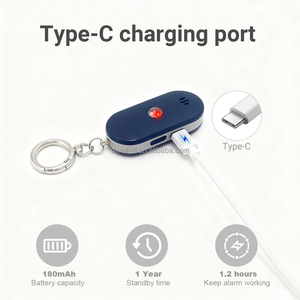 พวงกุญแจสัญญาณเตือนภัยส่วนบุคคลแบบชาร์จได้ เสียงไซเรน 130 เดซิเบล อุปกรณ์เตือนภัยเพื่อความปลอดภัยส่วนบุคคลสำหรับผู้หญิง นกหวีดป้องกันตัวจากอันตราย - Product Image 5