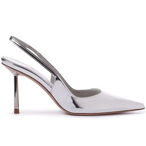 Prezzo all'ingrosso Logo personalizzato classico Sexy <span class=keywords><strong>scarpe</strong></span> a punta con tacco sottile in metallo tessuto <span class=keywords><strong>Denim</strong></span> tacchi blu per le donne - Product Image 6