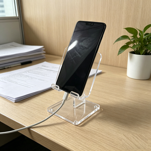 Support de téléphone pliable en acrylique transparent de qualité supérieure, vente en gros d'usine, logo personnalisé pour l'affichage des téléphones - Product Image 2