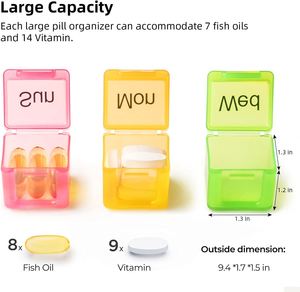 Organizador de pastillas con 2 compartimentos, estuche de bolsillo para medicamentos, tabletas diarias, vitaminas, Mini - Product Image 3