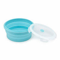 Boîte à lunch ronde pliable en silicone, grande taille, compatible micro-ondes, avec couvercle verrouillable, pour la préparation des repas et les voyages (vente en gros)