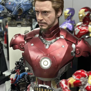 Buste de Tony Stark <span class=keywords><strong>Arc</strong></span> Reactor Lumineux en Fibre de Verre Chromée Métallique avec Éclairage LED – Pièce d'Exception pour Cinéma Maison Avengers - Product Image 2