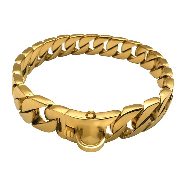 Китайский производитель, аксессуары для домашних животных, фурнитура, Экологичная цепь из нержавеющей стали для тренировок оптом, роскошные золотые кубинские звенья, ошейники для собак
