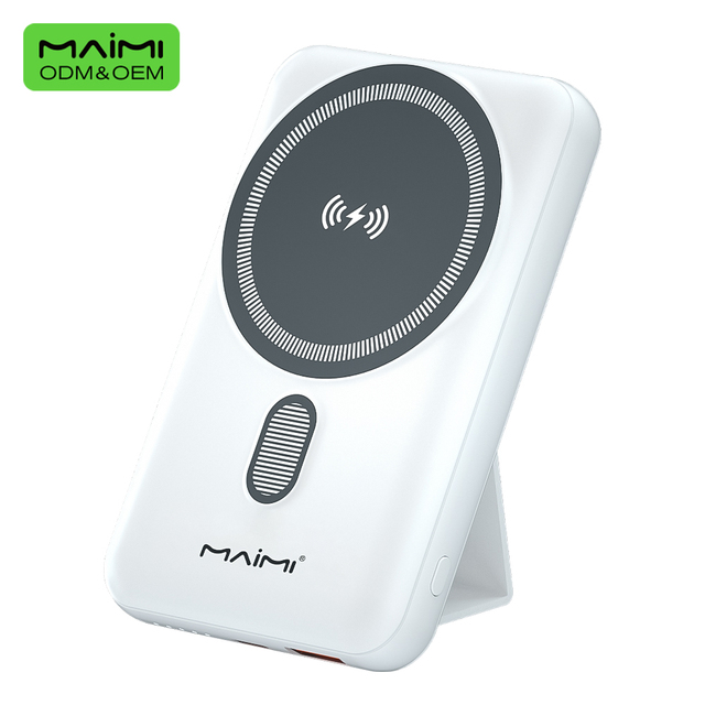 Custom Magnetic Wireless Charger Power Bank PD 20W Type C Output 22.5W Fast Charging External Battery Pack with Foldable Stand