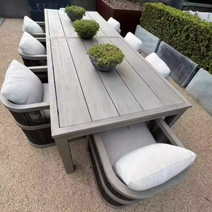 Ensemble de meubles de jardin en aluminium imperméable Simplicity, chaise en teck, pour terrasse, restaurant, cour, tables de salle à manger extérieures - Product Image 1