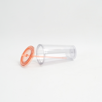 Mug de voyage isotherme léger 20oz personnalisé, à paroi simple, réutilisable, en plastique transparent avec couvercle à paille pour café glacé