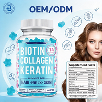 Gummies véganes OEM Halal Biotine Collagène Kératine pour la croissance des cheveux, supplément de vitamines pour cheveux, peau et ongles