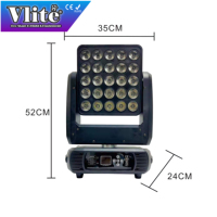 Foco LED de matriz 5x5 mejorado con cabezal móvil, control RGB DMX512, estroboscópico de velocidad ajustable, alto CRI 90, iluminación de escenario tipo wash