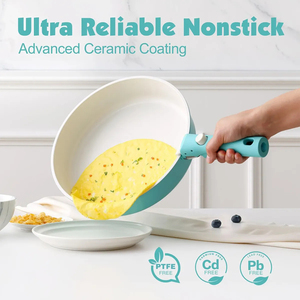 Modern <b>Ceramic</b> Marble Coated Pot <b>Pan</b> Silicone Glass Lids Bakelite Handles Non-Stick Forged Aluminum Cookware Set Gas Induction - Product Image 4