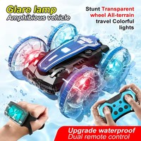 2.4G double RC montre cascadeur voiture jouets étanche véhicule geste Induction rapide Double face voiture amphibie avec lumières