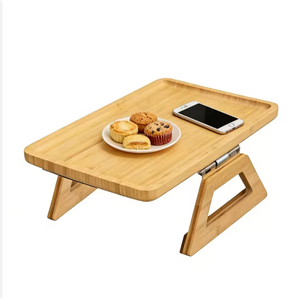 Mesa Auxiliar de Bambú Personalizada con Clip para Sofá, Mesa para Apoyabrazos de Sofá - Product Image 1