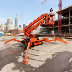 Cesta rotativa de 10M ~ 32M, plataforma elevadora de trabajo aéreo eléctrico, elevador de pluma de araña con orugas ajustable - Product Image 5