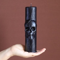 Bougie décorative artisanale parfumée style nordique sombre, série Halloween, crâne, pour une ambiance d'horreur