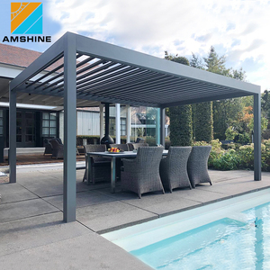 Muebles Modernos de Lujo para Jardín, Pérgola de Aluminio con Techo Abatible Impermeable, Conjunto de Gazebo para Jardín - Product Image 1
