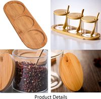 Boîte à épices en verre borosilicate de haute qualité, pot en verre borosilicate avec couvercle en bambou, pot d'emballage pour sel et poudre de piment, 3 pièces