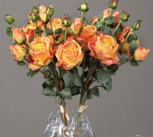 65cm réaliste fleur de soie écrite à la main rétro brûlé bord Roses artificielles 5 têtes rouge Rose fleurs pour la décoration de mariage à la maison - Product Image 4