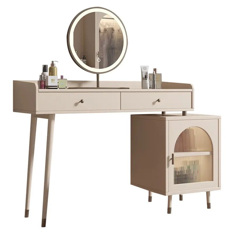 Muebles de dormitorio sencillos y modernos, mesa de maquillaje extensible, tocador de madera maciza, armario de almacenamiento, un tocador