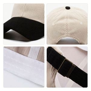 Casquette de baseball en velours côtelé non structurée bicolore avec broderie personnalisée, casquette à 6 panneaux, casquette non structurée style « Dad Hat » - Product Image 5