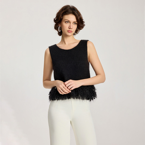 Maglione di cotone nero maglieria Pullover Design maniche firmate maglia gilet donna - Product Image 5