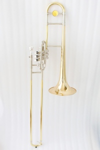 <span class=keywords><strong>Trombone</strong></span> à vent à double usage en <span class=keywords><strong>cuivre</strong></span> doré avec corps en laiton, glissière en cupronickel et pistons à vent, tonalité Bb, produit OEM - Product Image 2