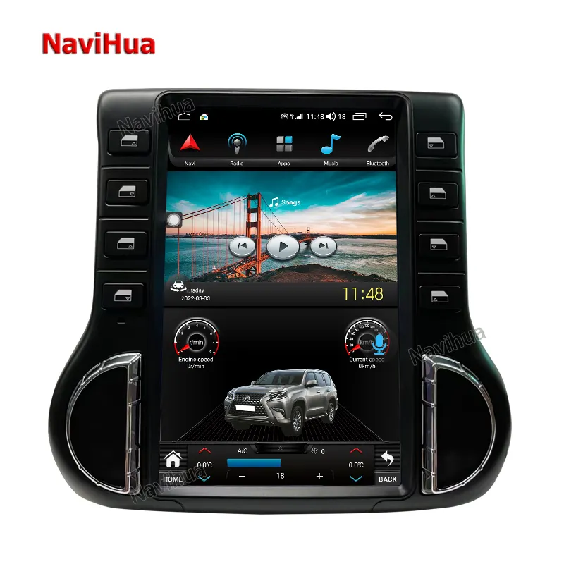 Navihua AutoRadio ستيريو راديو الروبوت الرأسي شاشة GPS والملاحة مشغل أسطوانات للسيارة لاعب Carplay forJeep رانجلر JK 2015 2018