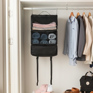 3-Shelf Travel Carry on Foldable Large Capacity Suitcase <b>Bags</b> Portable Collapsible Hanging Shelves Packing Cubes for Home - Product Image 5