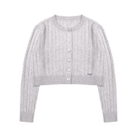 Femmes chaud décontracté extérieur tricoté Cardigan pull col rond chinois beignet classique chaîne à maillons torsadés conception Long Cardigan