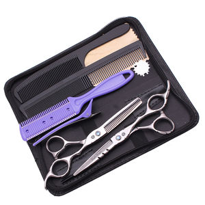 Ensemble de ciseaux de barbier en acier japonais, qualité professionnelle pour salon de coiffure, ciseaux droits et effilants, kit complet de coiffure avec peigne - Product Image 5