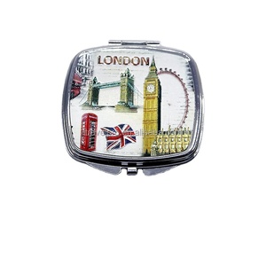 Travelpro Custom Logo Pocket Mirror Portable Mini Makeup Mirror with Metal Folded and Foil Sticker Design for Girls Gifts