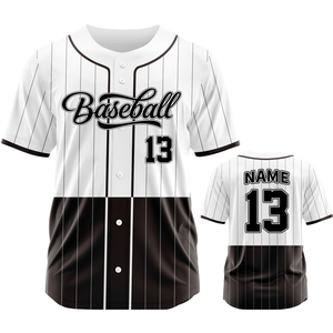 Kaus Olahraga Bisbol Sublimasi untuk Pria Seragam Bisbol Ukuran Besar Cetak Kaus Softball Hitam Putih Gaya Baru Wbq62 - Product Image 3