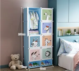כחול חמוד ארון אחסון פלסטיק ארון קוביית מדף תינוק מלתחת DIY מודולרי ילדים