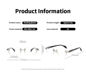 <span class=keywords><strong>Gafas</strong></span> <span class=keywords><strong>de</strong></span> Lectura con Protección Anti <span class=keywords><strong>Luz</strong></span> <span class=keywords><strong>Azul</strong></span> para Mujer, Montura Metálica sin Aro, Estilo Vintage Cuadrado, con Recubrimiento HMC, Visión Única - Product Image 4